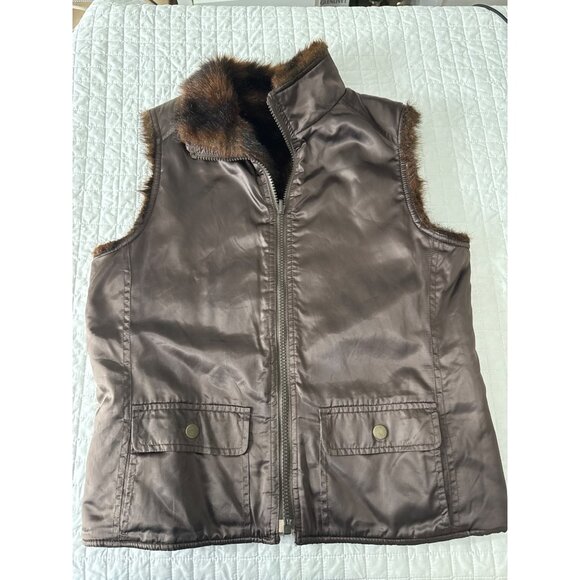 Old Navy Faux Fur Lined Brown Vest , Youth XL, Kids Winter - Picture 1 of 8